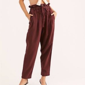 Free People Maroon Paper Bag Pants